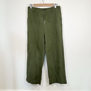 Sundance Linen Pants Womens Size 4 Green Cropped Birdie Mae Coastal Wide Leg